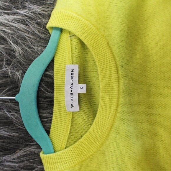 White + Warren Yellow 100% Cashmere Front Tie Sweater Small Crewneck - Picture 7 of 8